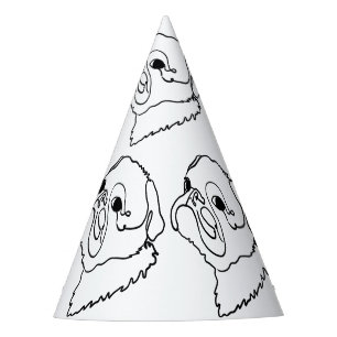 Customisable Line art Pug Party Hat