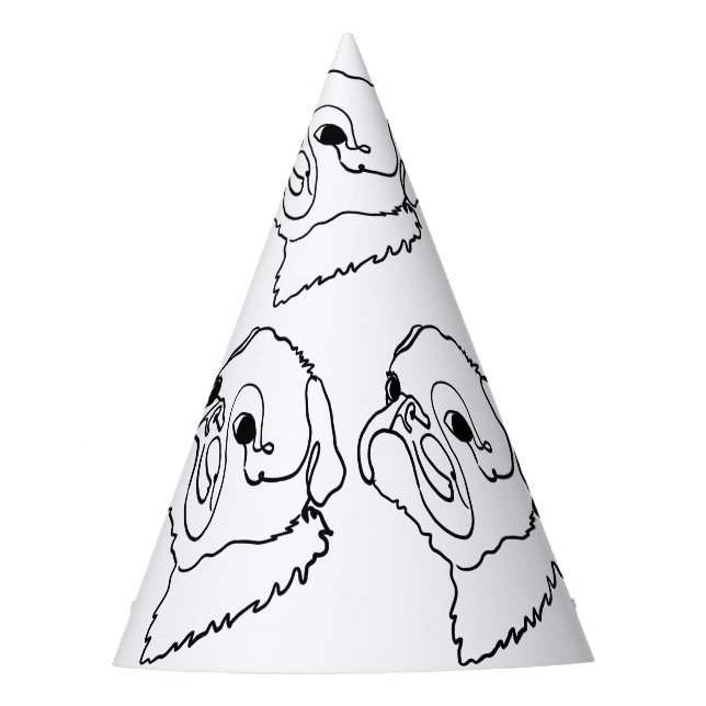 Customisable Line art Pug Party Hat (Front)
