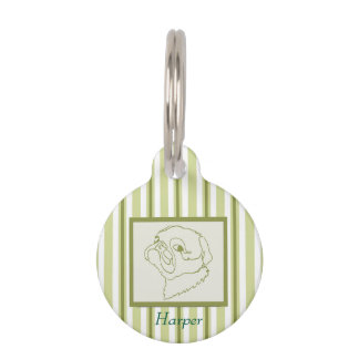 Customisable Line art Pug Pet Tag