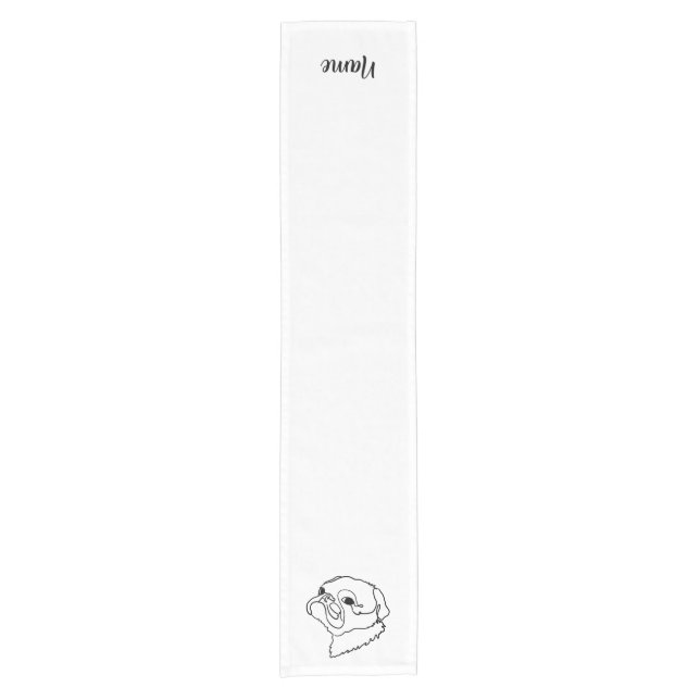 Customisable Line art Pug Short Table Runner (Front)