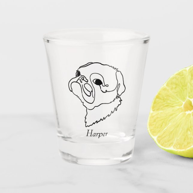 Customisable Line art Pug Shot Glass (Front)