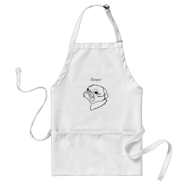 Customisable Line art Pug Standard Apron (Front)