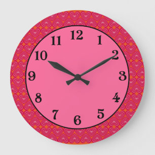 Customisable Lined Hearts Large Clock