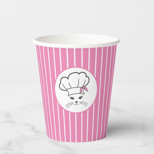 Customisable Little Baker Cat Paper Cups (Front)