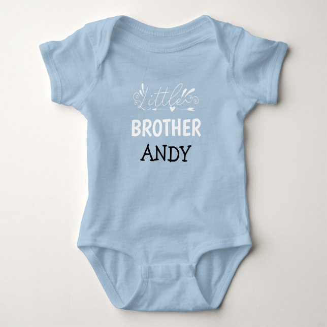Customisable Little Brother Baby Name infant boy Baby Bodysuit (Front)