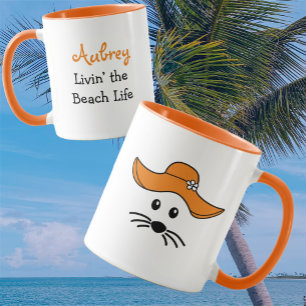 Customisable Little Mouse Beach Girl  Mug