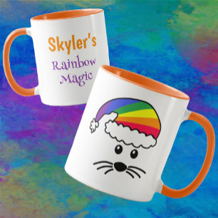 Customisable Little Mouse Rainbow Santa  Mug