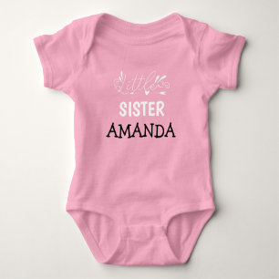Customisable Little Sister Baby Name infant girl Baby Bodysuit