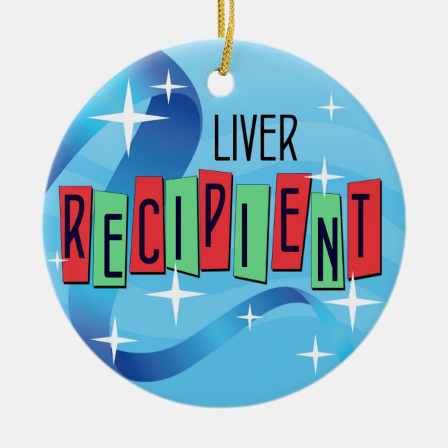 Customisable Liver Recipient Christmas Ceramic Ornament (Front)