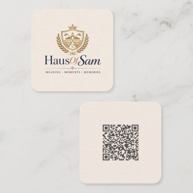 Customisable Logo And QR code Soft Warm Ivory  Calling Card (Front/Back)