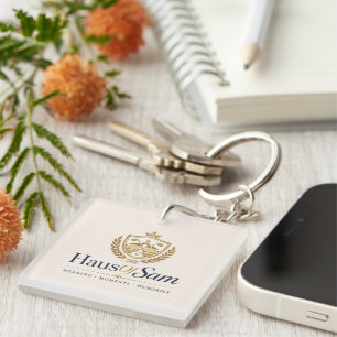 Customisable Logo And QR code Soft Warm Ivory Key Ring