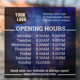 Customisable Logo And Text Business Opening Hours