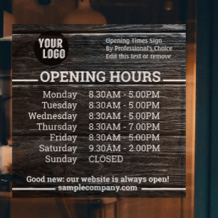 Customisable Logo And Text Business Opening Hours