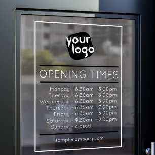 Customisable Logo And Text Business Opening Hours
