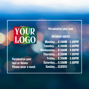 Customisable Logo And Text Business Opening Hours