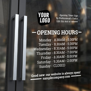 Customisable Logo And Text Business Opening Hours