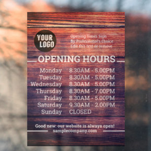 Customisable Logo And Text Business Opening Hours