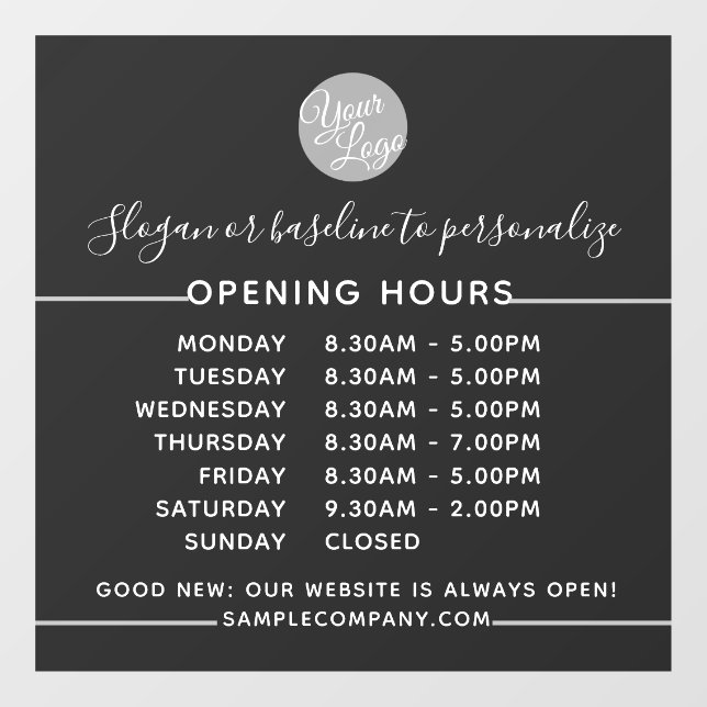  Customisable Logo And Text Business Opening Hours (Sheet)