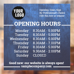 Customisable Logo And Text Business Opening Hours