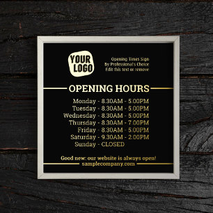 Customisable Logo And Text Business Opening Hours  Foil Prints