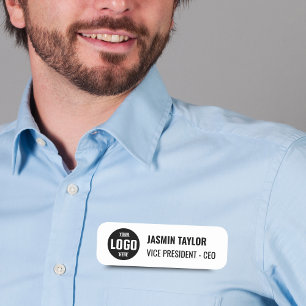 Customisable Logo & Job Title   Modern Minimalist Name Tag