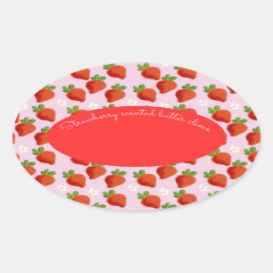 customisable logo strawberry slime oval sticker