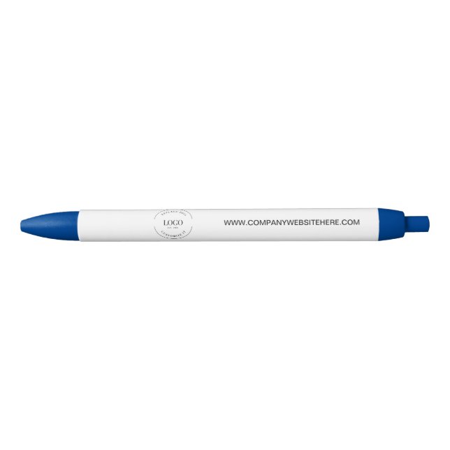 Customisable logo website simple business blue ink pen (Front)