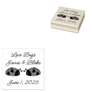 Customisable Love Bugs Rubber Stamp