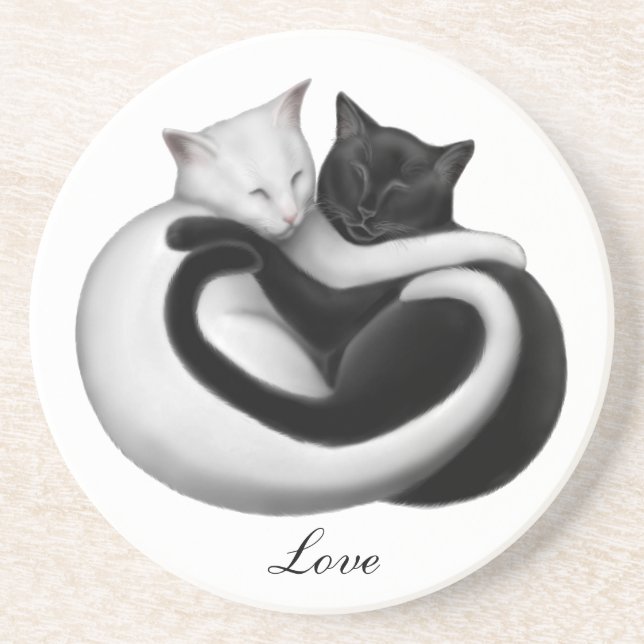 Customisable Love Cats Coaster (Front)