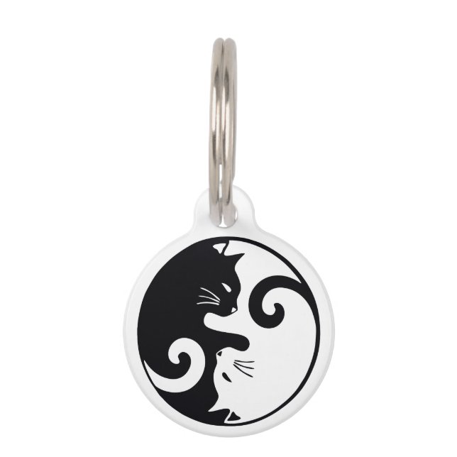 Customisable Love Cats Ying Yang Pet Tag (Front)