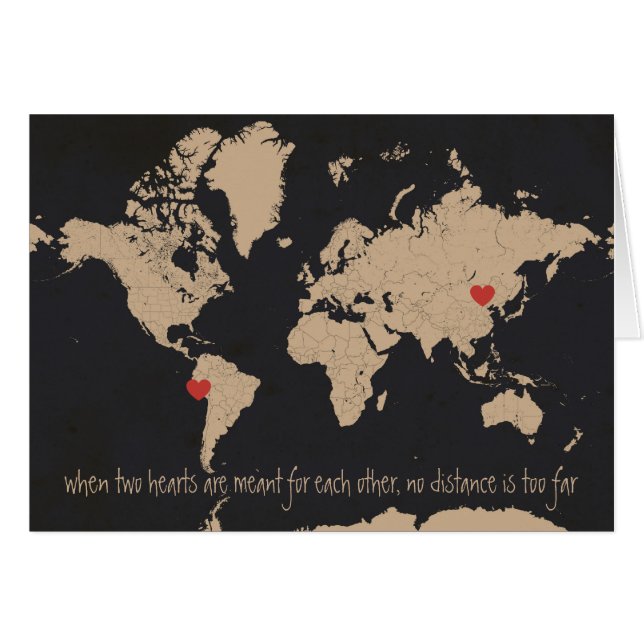 Customisable Love & Distance World Map (Front Horizontal)
