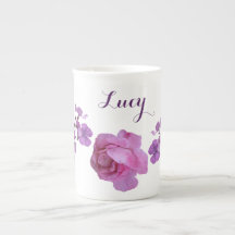 Customisable Lucy name pink rose purple floral fun