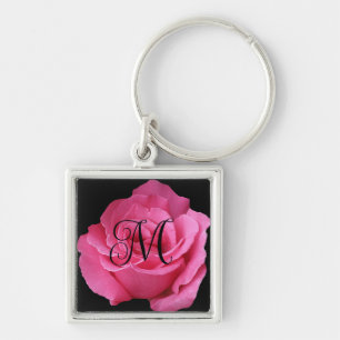 Customisable M monogram hot pink rose trendy boho  Key Ring