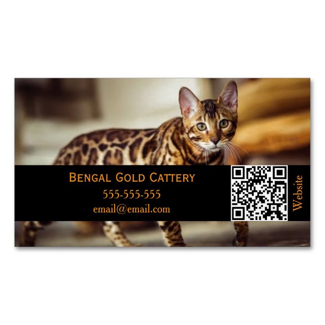 Customisable Magnetic Business Card for Cattery  (Front)