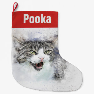 Customisable Maine Coon Cat Large Christmas Stocking