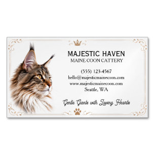 Customisable Maine Coon Cattery  Magnetic Business Card
