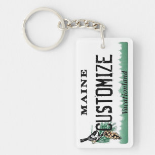 Customisable Maine license plate keychain