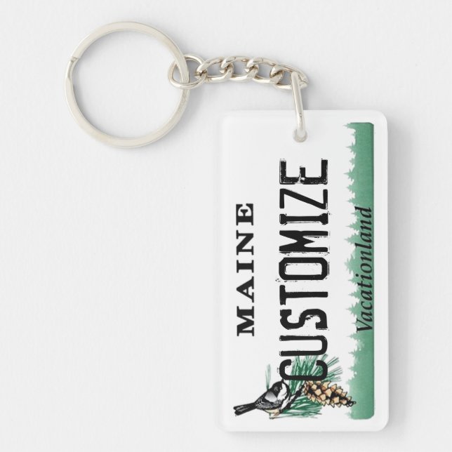 Customisable Maine license plate keychain (Front)