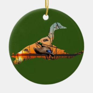 Customisable Mallard Ornament, Flying Duck Ceramic Ornament
