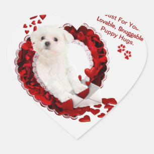 Customisable Maltese Loveable Heart Shaped Heart Sticker