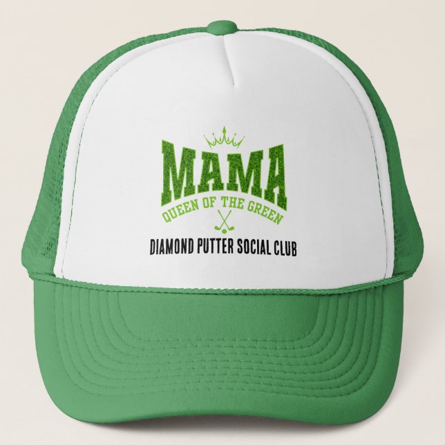 Customisable MAMA QUEEN OF THE GREEN Women's Golf Trucker Hat (Front)