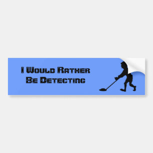 Customisable Man Metal Detecting Silhouette Bumper Sticker