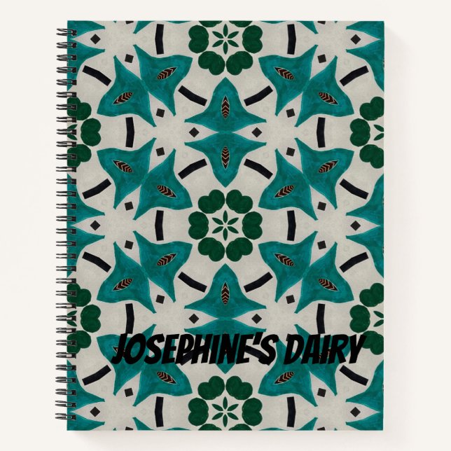 Customisable Mandala Dairy. Geometric Designed  Notebook (Front)
