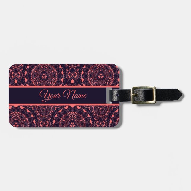Customisable Mandala Luggage Tag (Front Horizontal)