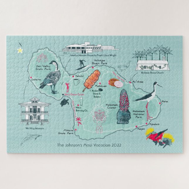 Customisable Map of Maui, Hawaii Jigsaw Puzzle (Horizontal)
