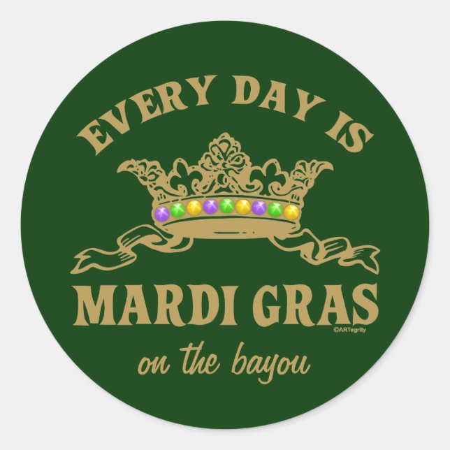 Customisable Mardi Gras Classic Round Sticker (Front)