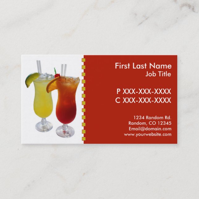 Customisable margarita bartender business cards (Front)