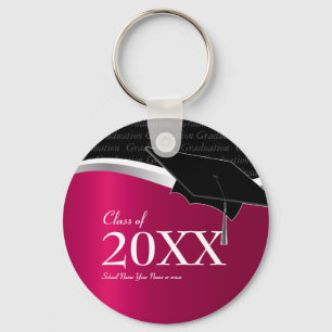 Customisable Maroon and Black Graduation Keychain