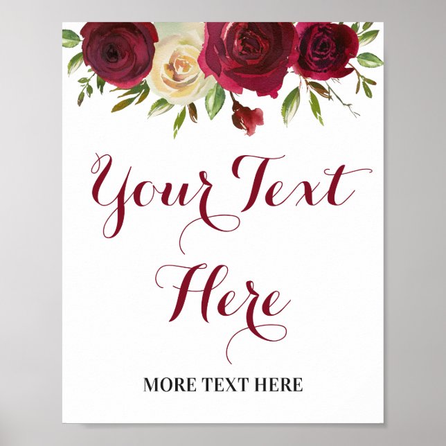 Customisable Marsala Burgundy Wine Red Sign Decor (Front)