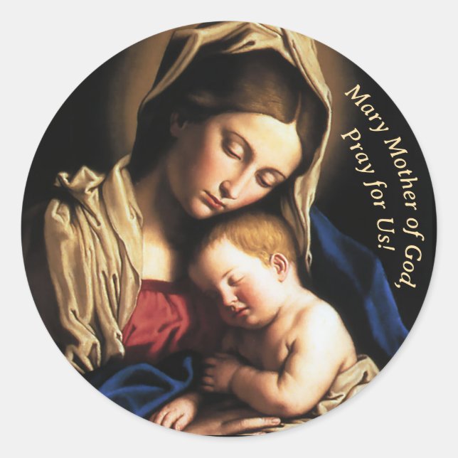 Customisable Mary Mother of God Classic Round Sticker (Front)